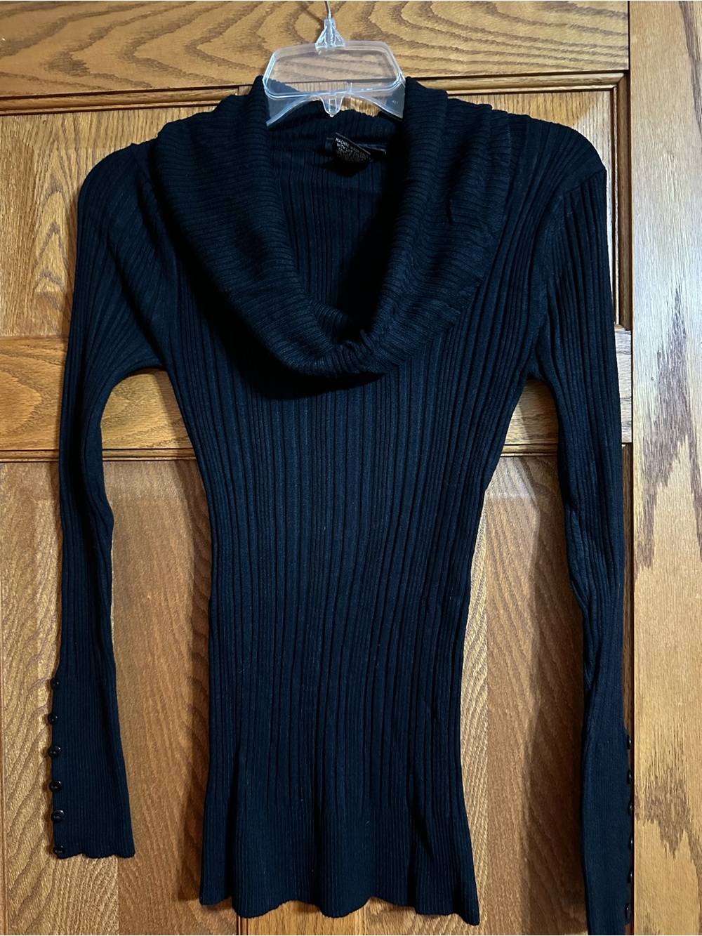 It's Our Time Black Ribbed Cowl Neck Sweater